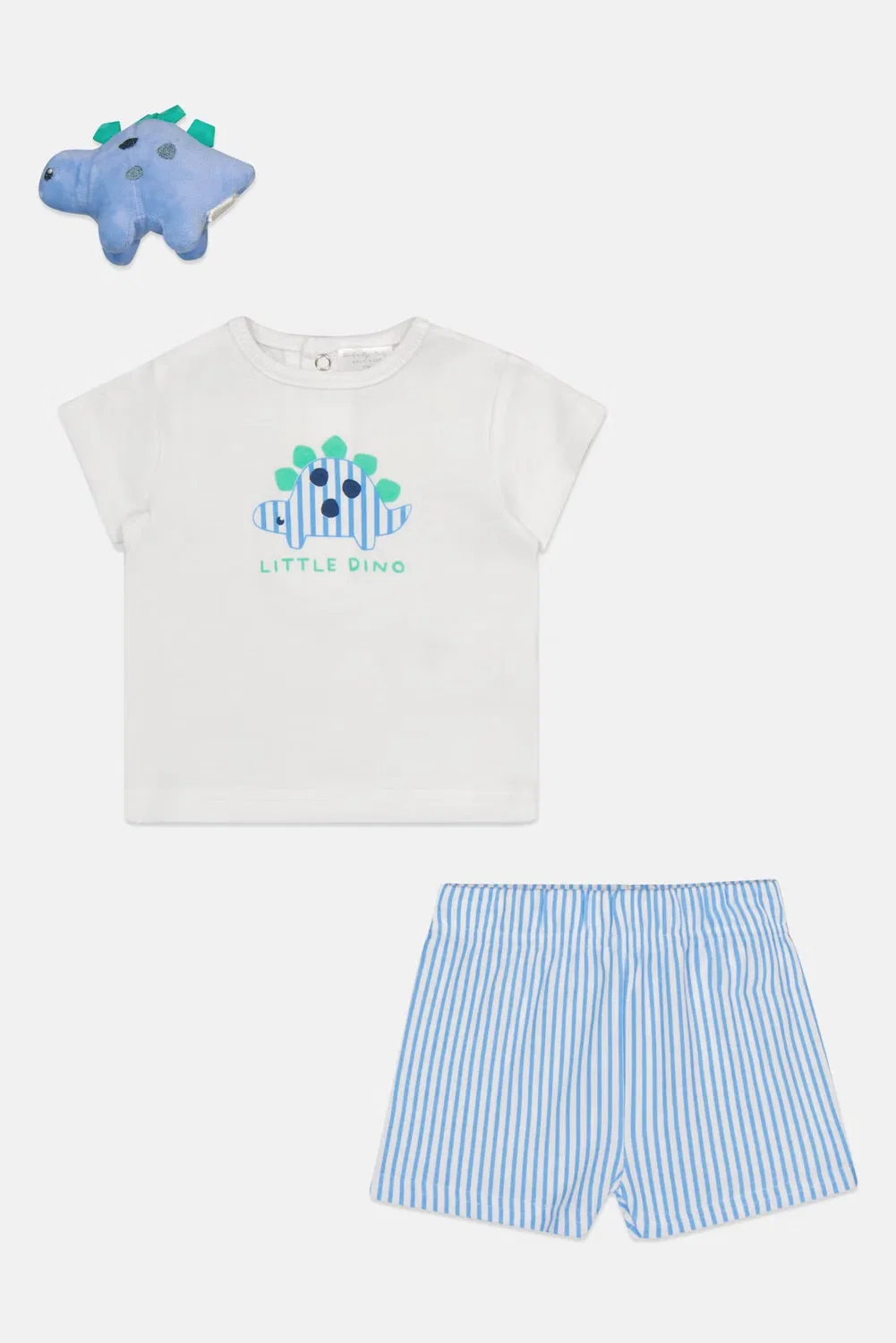 Комплект с принтом из футболки шорт и плюшевого динозавра Rock-A-Bye Baby Boutique, разноцветный — фото 2