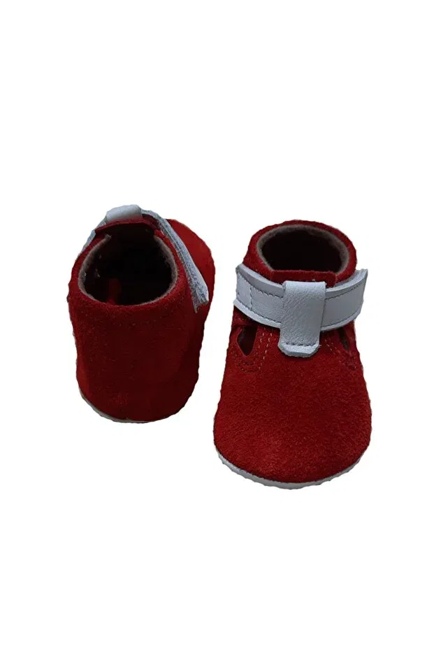 Детские ботиночки для девочек кожаные First Step Red Suede Leather Baby Booties Kapar, Red — фото 4