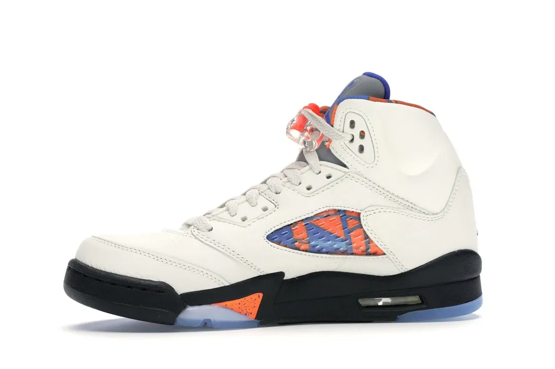 Детские кроссовки Lifestyle с принтом Jordan 5 Retro, Sail/Racer Blue-Cone-Black — фото 3