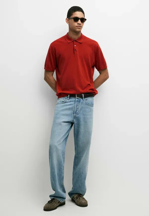 Футболка поло из 100% хлопка, Massimo Dutti, Mottled Orange, оранжевый — фото 2