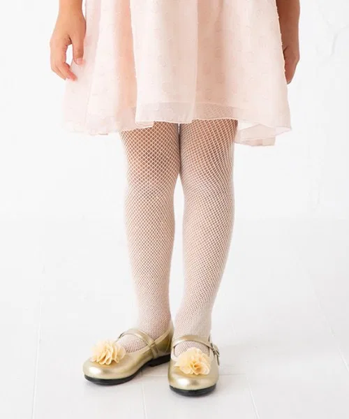 Детские сетчатые колготки с блестками POMPKINS, Silver