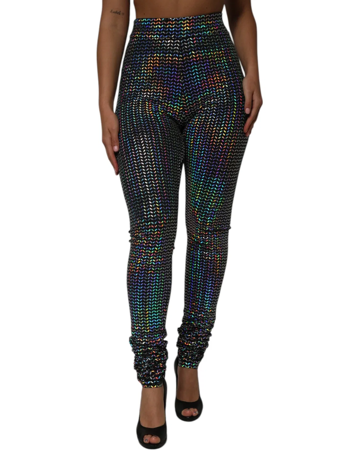 Женские леггинсы с блестками и пайетками Multicolor Sequined Leggings Trouser Pants Dolce & Gabbana, Multicolor