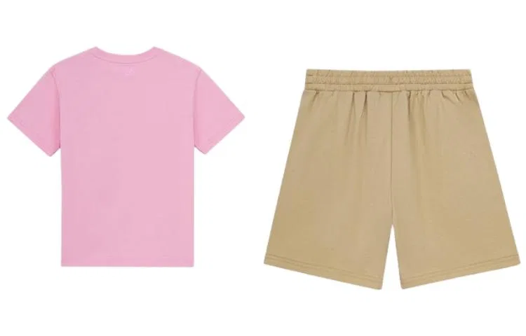 Детский спортивный комплект с круглым вырезом New Balance, Pink/Khaki — фото 3