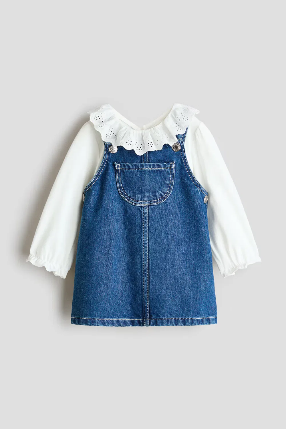 Комплект из двух предметов: сарафан и рубашка H&M, Denimblau/Weiß