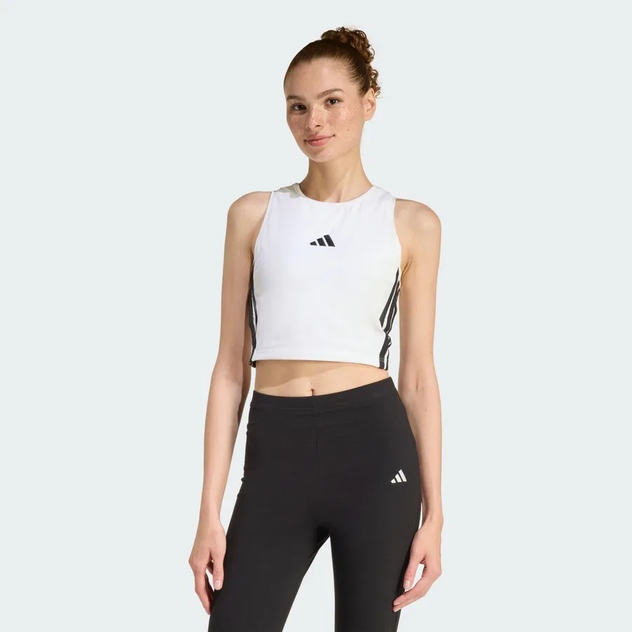 Спортивный топ с наполнителем Essentials 3-Stripes Padded Tank adidas, Черный