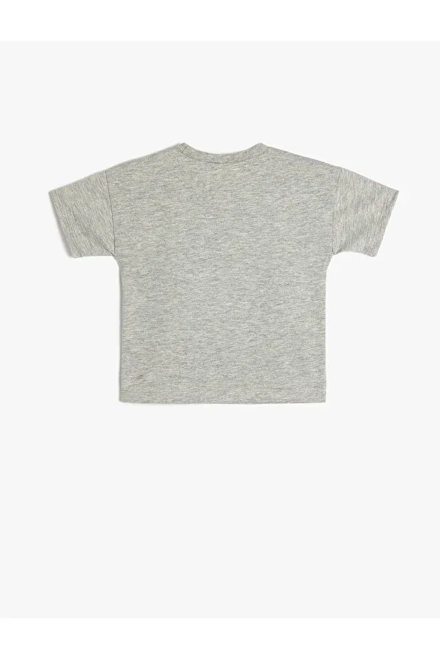 Детская футболка с принтом Slogan printed crew neck short sleeve t-shirt Koton, Gray — фото 2