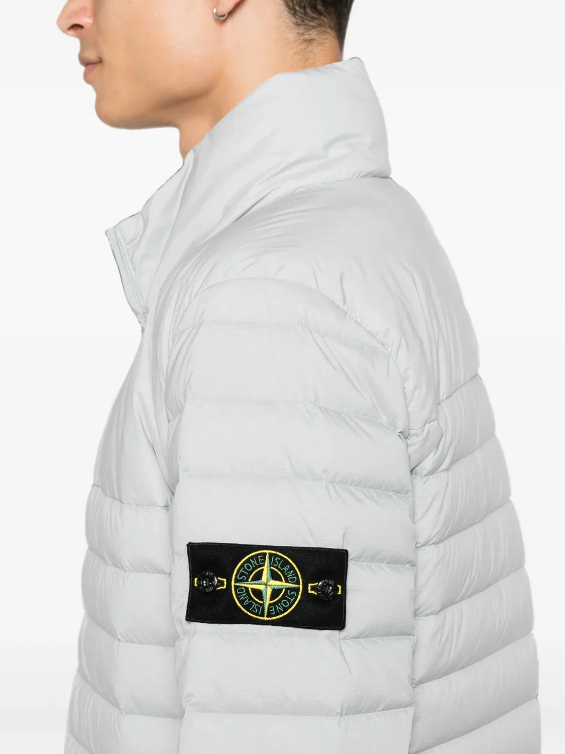 Стеганая пуховая куртка серого цвета Stone Island, серый — фото 2