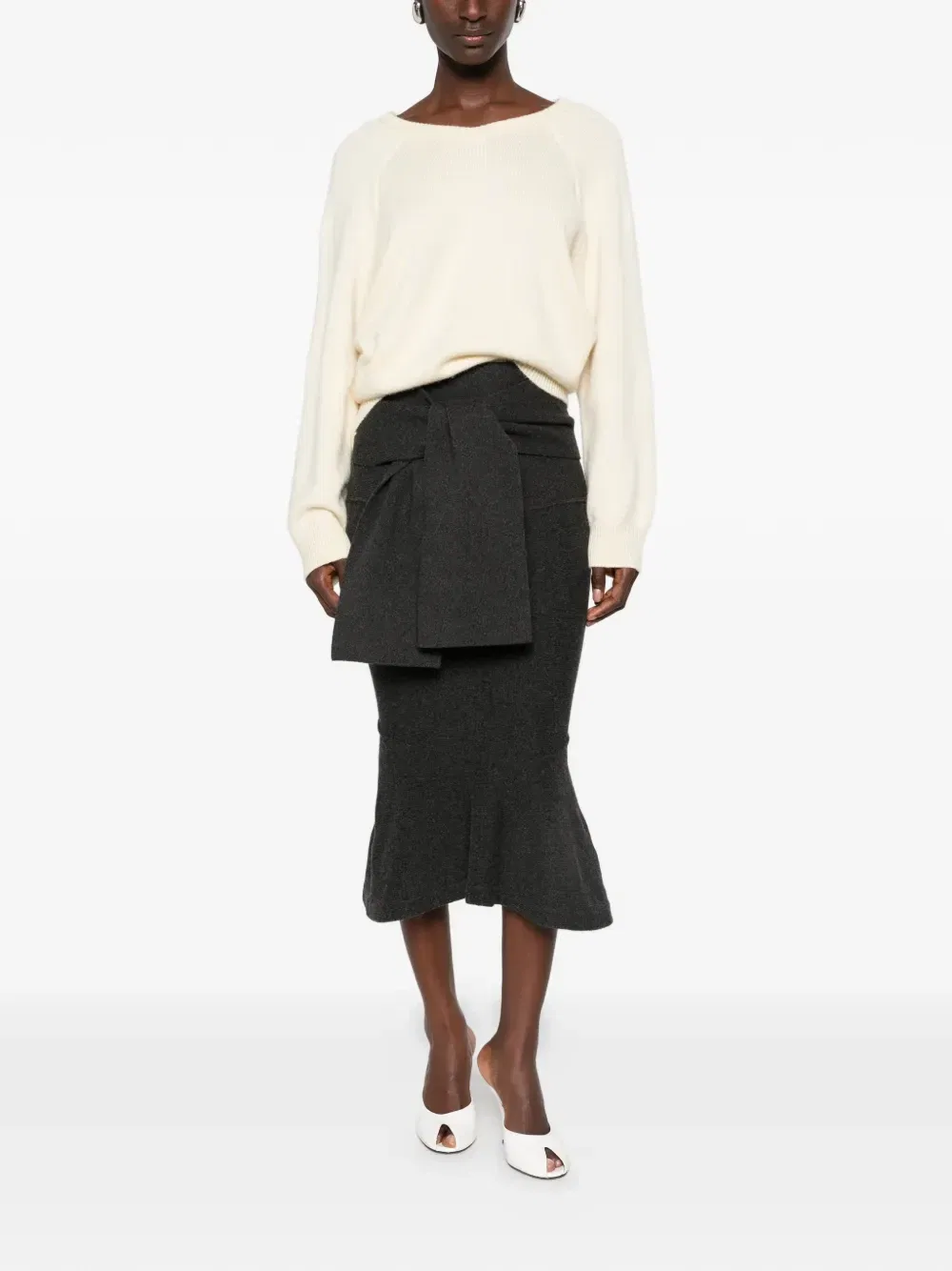 Юбка The Fiocco с запахом и оборками JACQUEMUS, серый