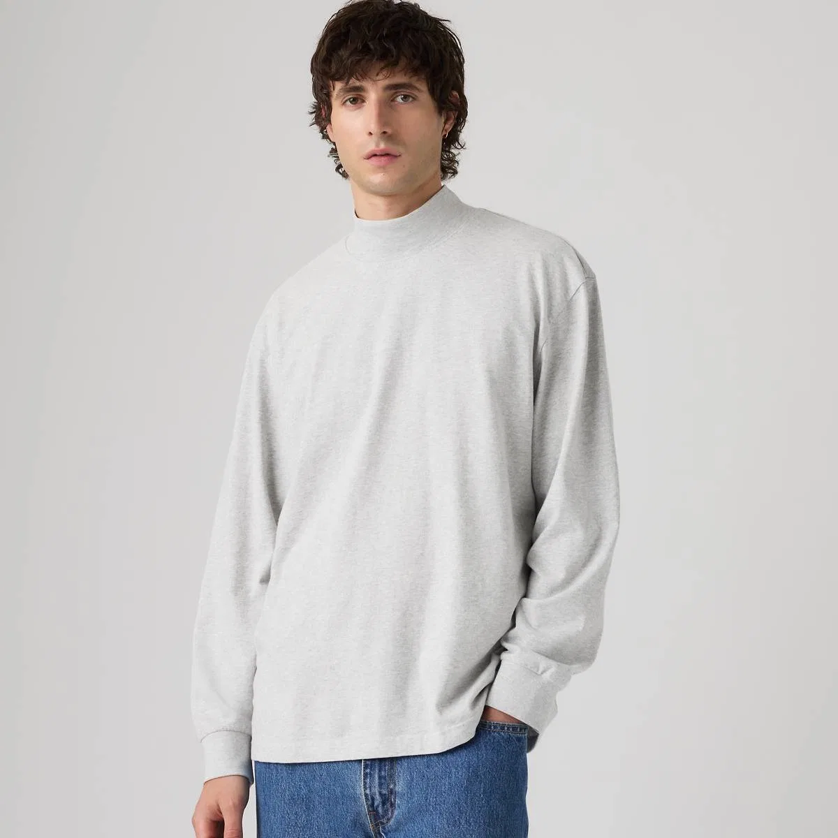 Футболка с длинными рукавами и воротником-стойкой Weber Levi's, Light Gray Heather Bros - Grey