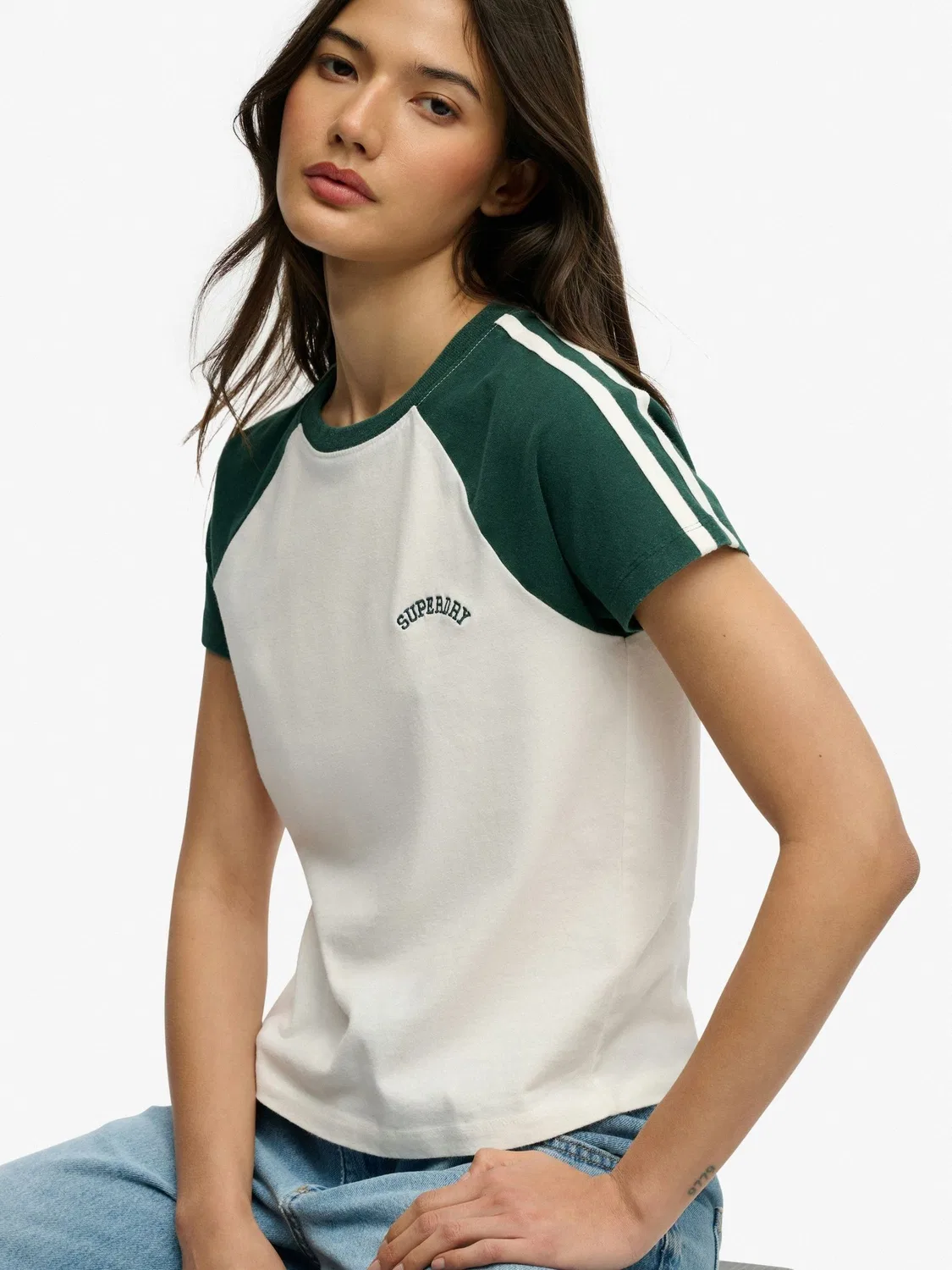 Футболка Essential Retro Superdry, белый и зеленый — фото 3
