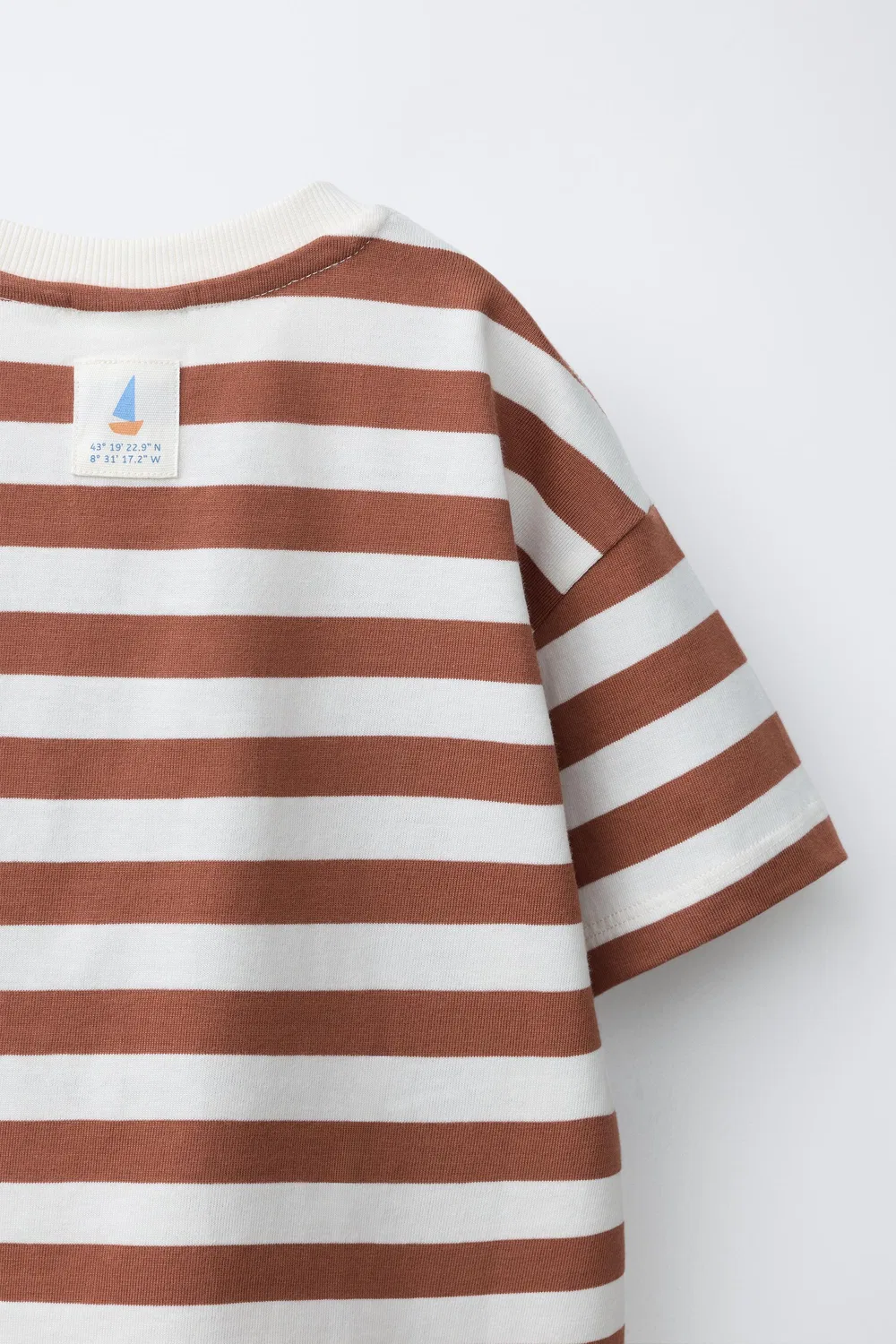 Полосатая футболка ZARA, Light Brown — фото 4