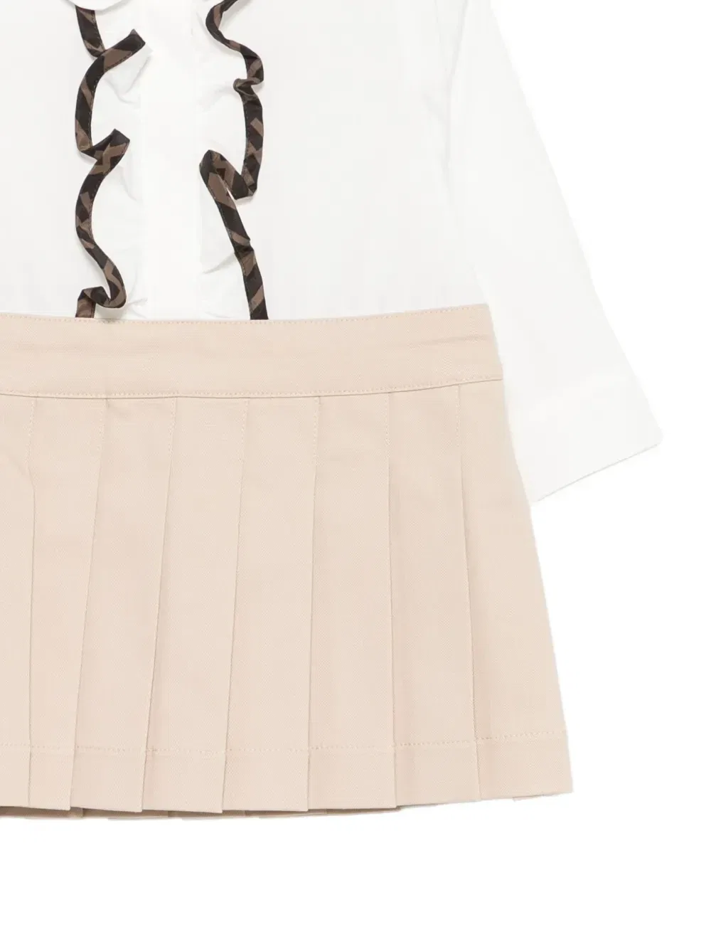 Плиссированное платье с оборками Fendi Kids, белый — фото 3
