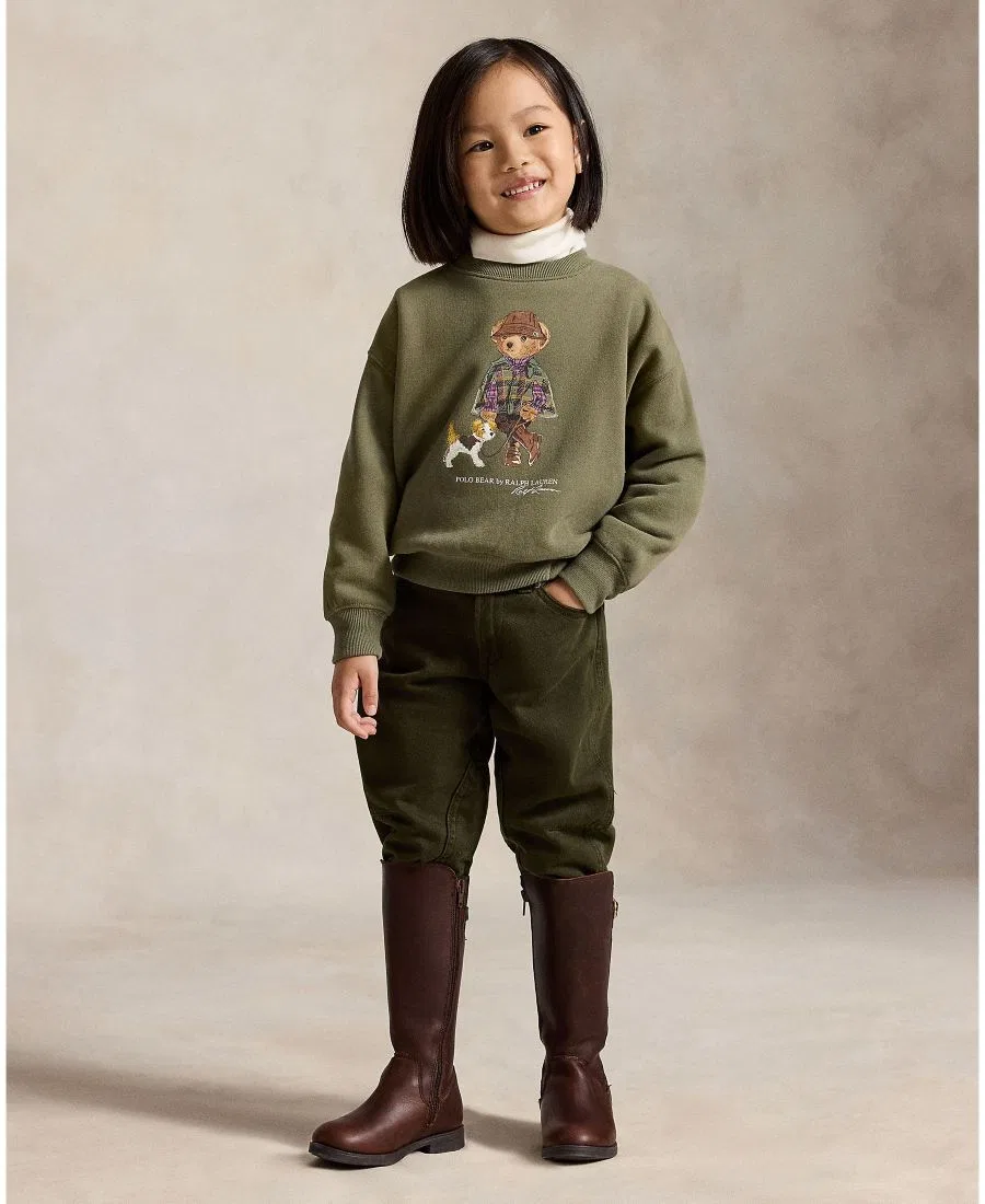 Детский свитшот с длинным рукавом и принтом Polo Bear Polo Ralph Lauren, Cruise Olive — фото 2
