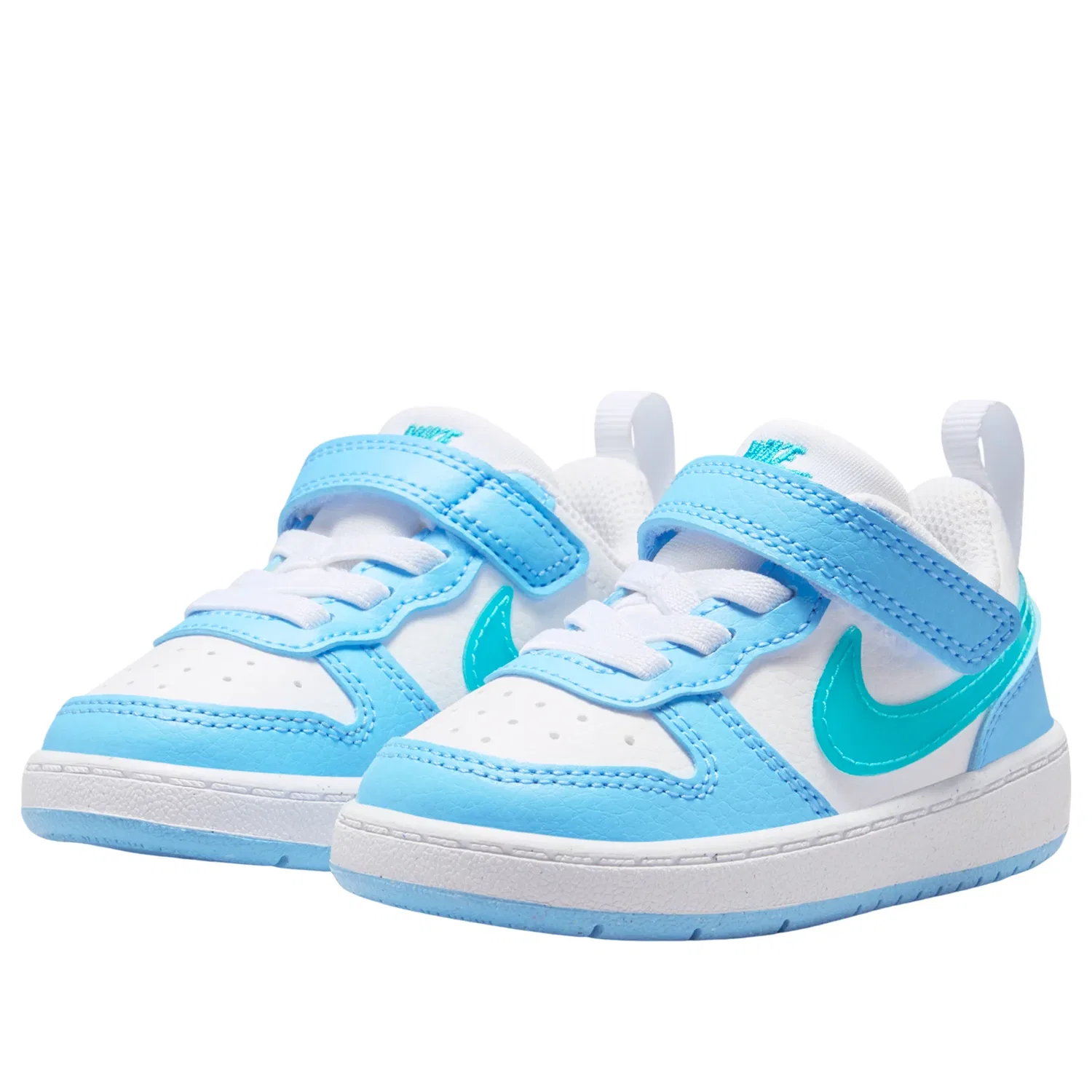 Детские кроссовки с кожаным верхом Court Borough 'White Football Blue' Nike, White/Football Blue/Energy — фото 3