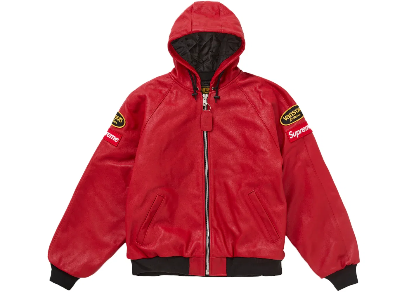 Мужская куртка с капюшоном из кожи Vanson Leathers Supreme, Red