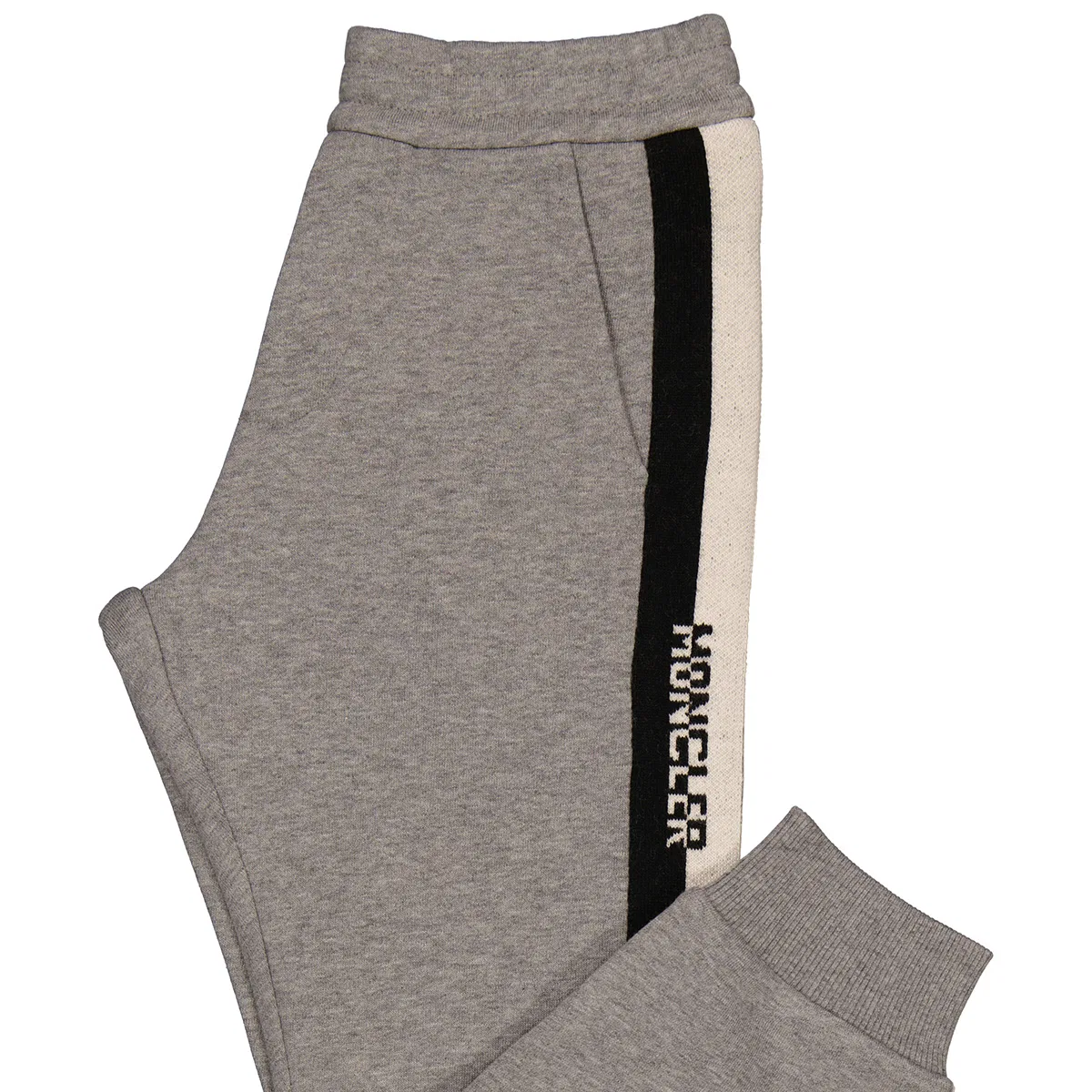 Детские спортивные штаны из хлопка с логотипом Boys Light Grey Logo Stripe Cotton Joggers Moncler, Light Grey — фото 3