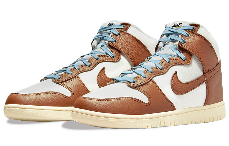 Кроссовки Nike Dunk High PRM, белый/коричневый — фото 3