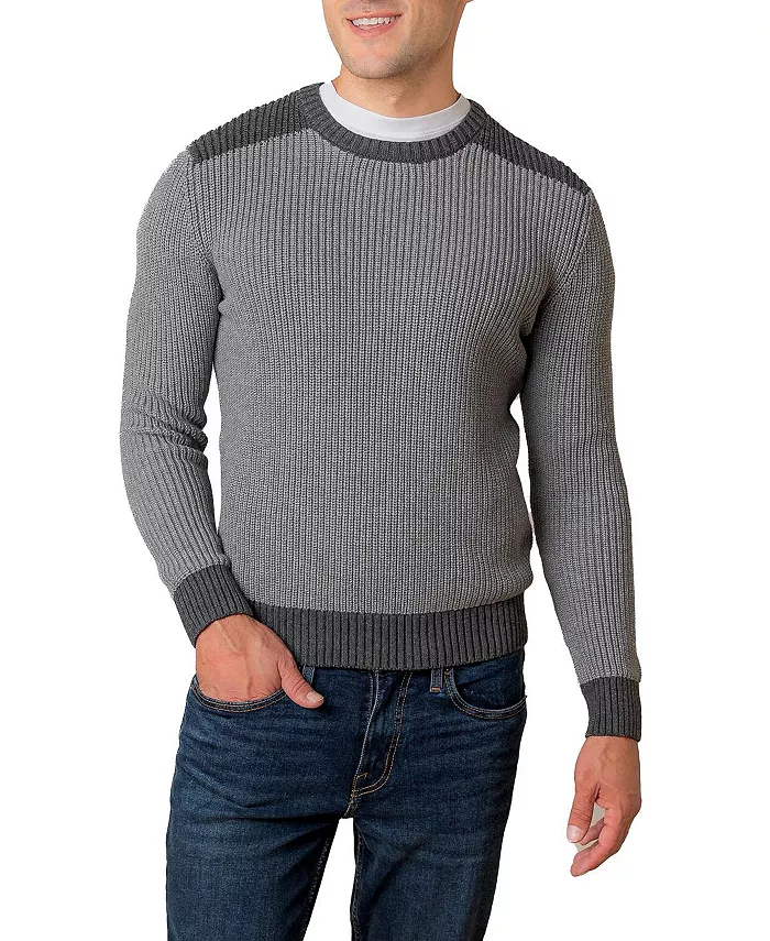 

Мужской свитер с круглой горловиной и деталями на плечах из органического материала Hope & Henry, серый