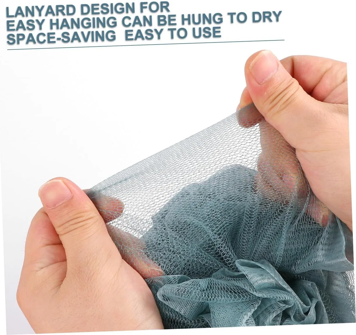 Набор мочалок для душа Mesh Bath Ball, Healvian, 6 шт, 12x12x16 см, синий — фото 3