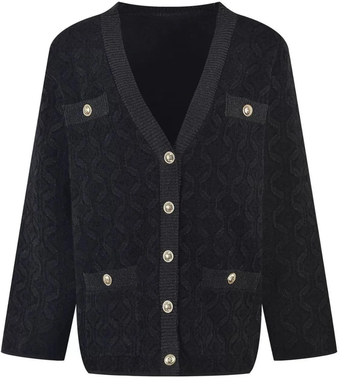 Женский кардиган Vintage с V-образным вырезом, с длинным рукавом, Cardigan — фото 4