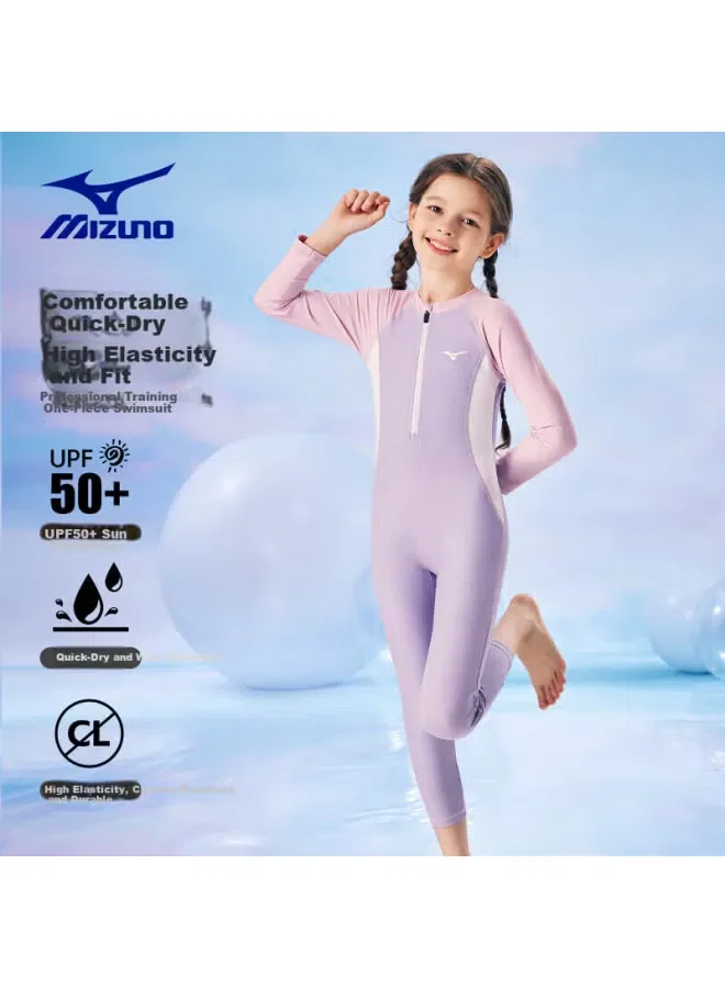 Купальник детский с длинным рукавом Ti#e Mizuno, фиолетовый — фото 3