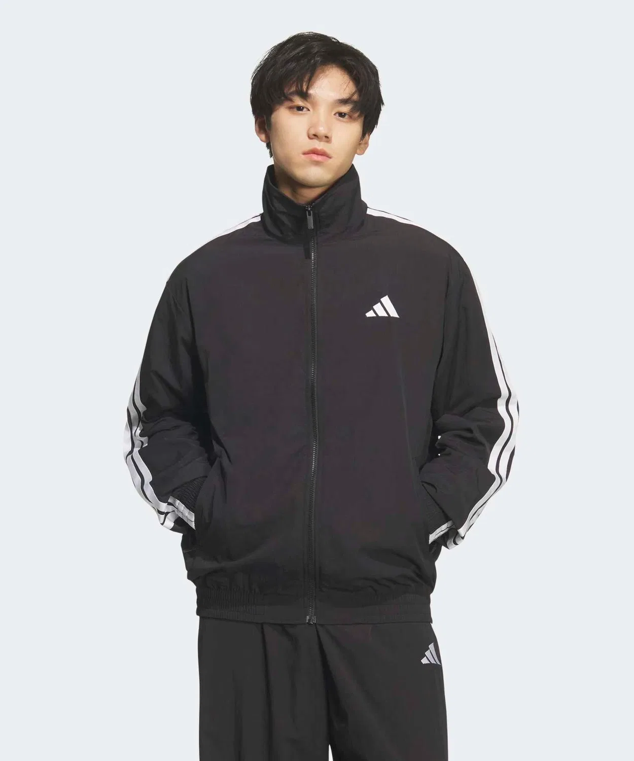 Мужская куртка-трактор с воротником-стойкой, свободного кроя Adidas, Black/White