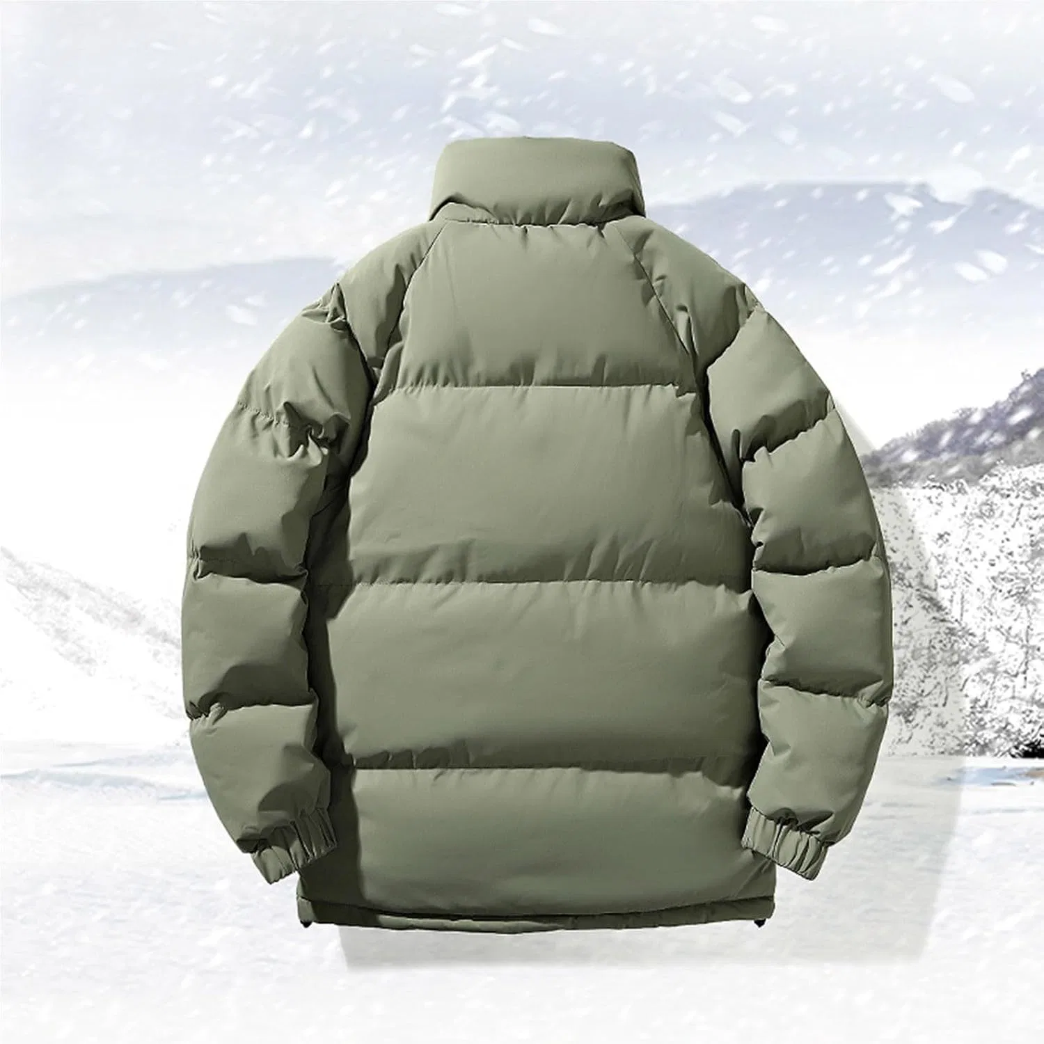 Мужская куртка-пуховик с принтом, Winter Jackets for Men, армейский зелёный — фото 4