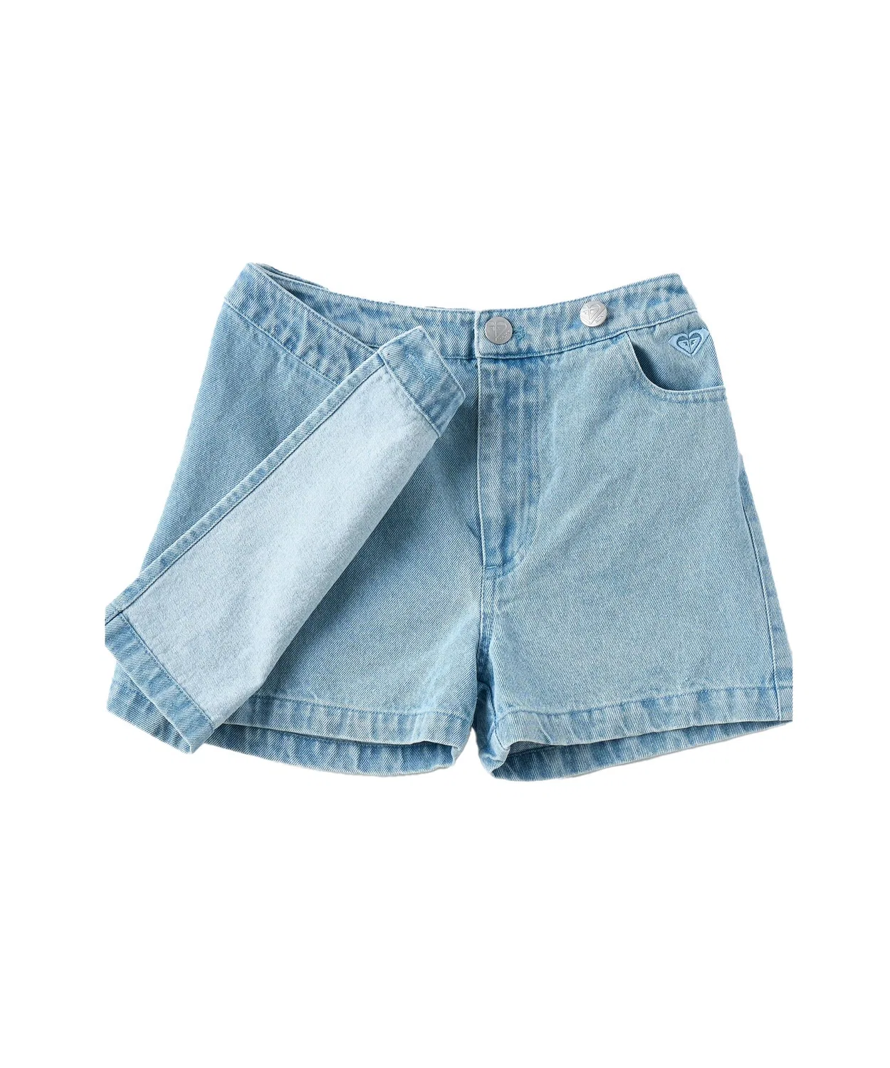 Детская джинсовая юбка-шорты с запахом ROXY, Light Blue — фото 3