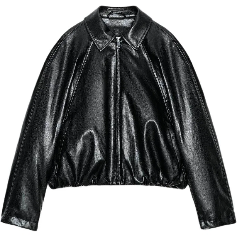 Женское пальто с лацканами Black, ZARA, Черный