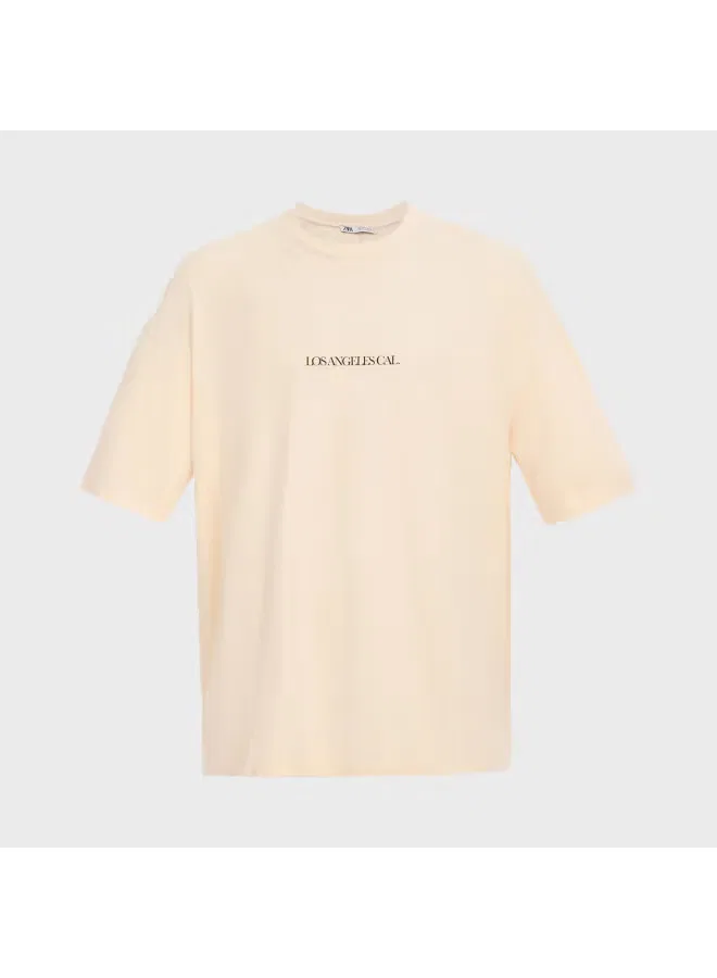 Футболка с принтом свободного кроя Zara, желтый — фото 2