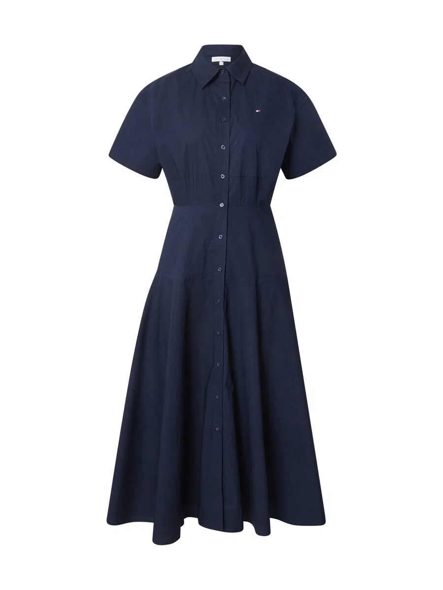 Платье-рубашка TOMMY HILFIGER 'Fit And Flare Midi', темно-синее
