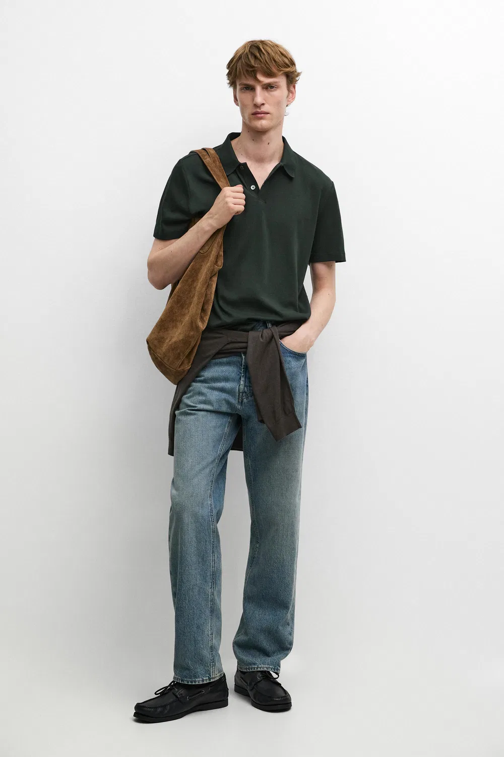 Поло Massimo Dutti, хлопковое, хаки