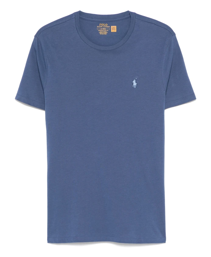 

Вышитая облегающая хлопковая футболка Polo Ralph Lauren, синий