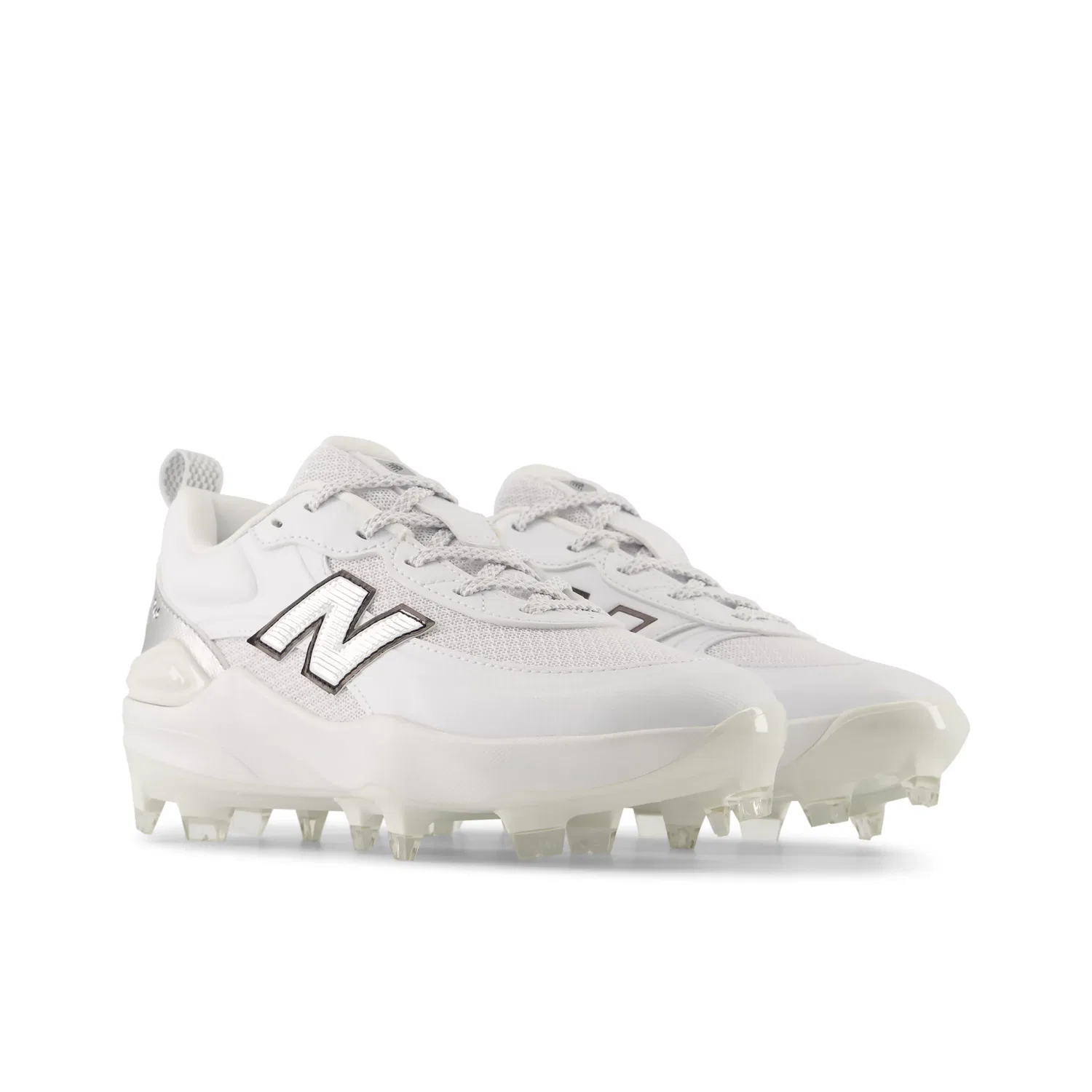 Детские бутсы для софтбола с сетчатым верхом Velo v5 Youth New Balance, White With Metallic Silver — фото 2