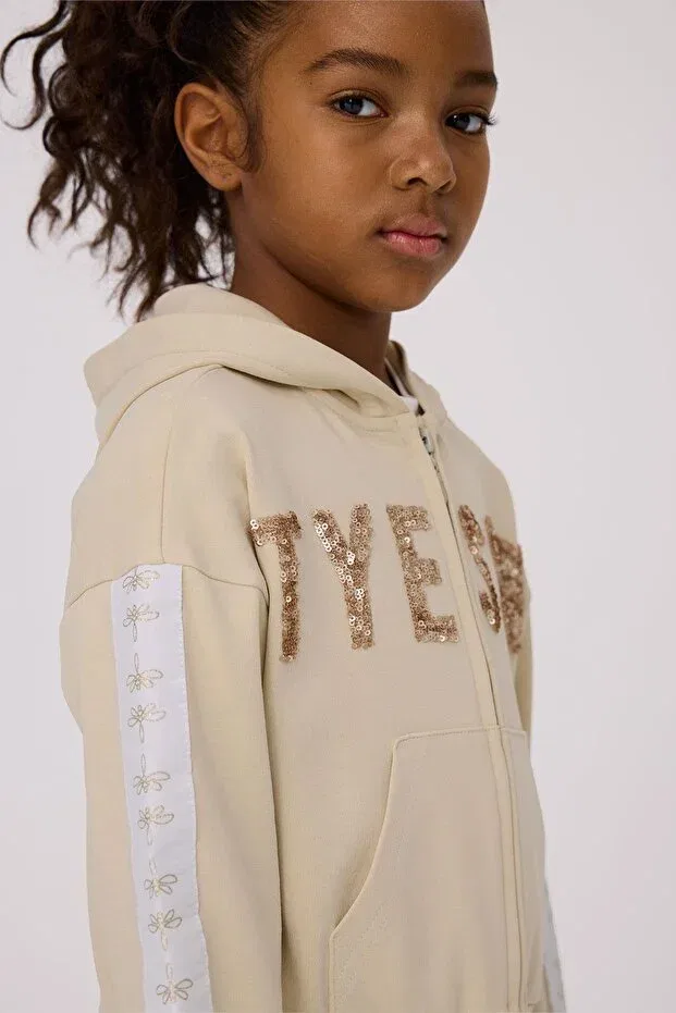 Детское худи для девочек с длинным рукавом Tyess, Beige — фото 4