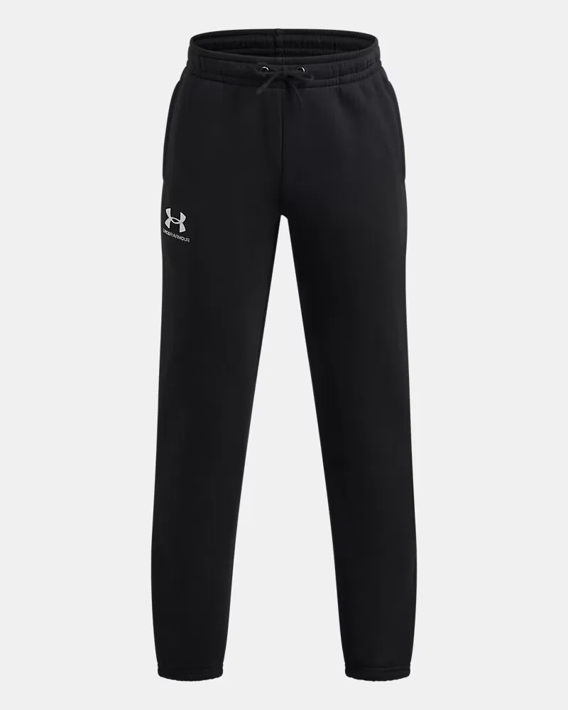 Джоггеры для мальчиков с начесом, длина по внутреннему шву 65 см, UA Icon Fleece UnderArmour, Black/White