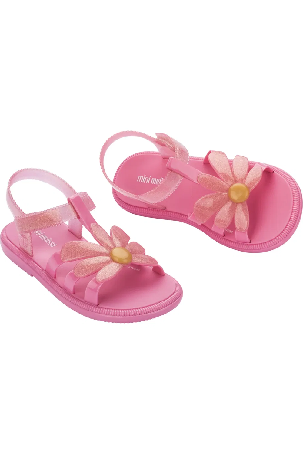 Сандалии детские с цветочным верхом Mini Melissa, Pink/Glitter Pink — фото 4