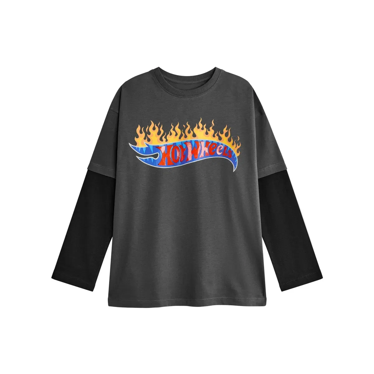 Детская футболка с длинным рукавом Flame Logo Hot Wheels, Grey