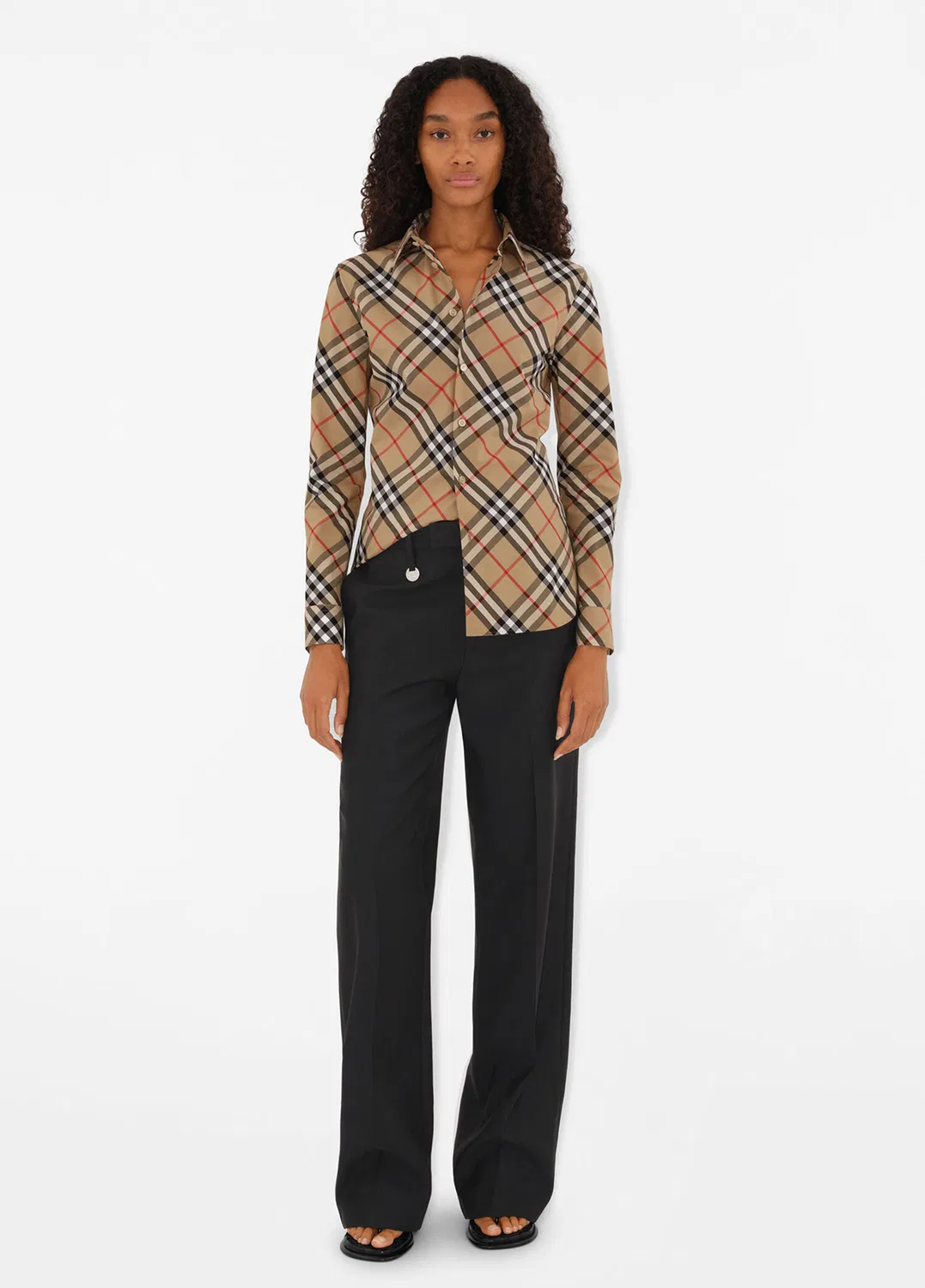 Рубашка Burberry, женская, Slim Fit Check, бежевый — фото 3