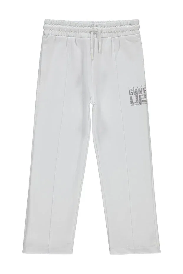 Детские спортивные штаны для девочек с принтом Leopard printed sweatpants Civil Girls, White