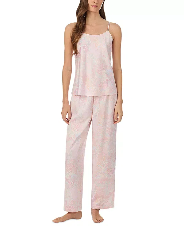 Женский комплект пижамы из сатина с принтом Cami fashion satin ankle pants pajama set Ralph Lauren, Multi Paisley