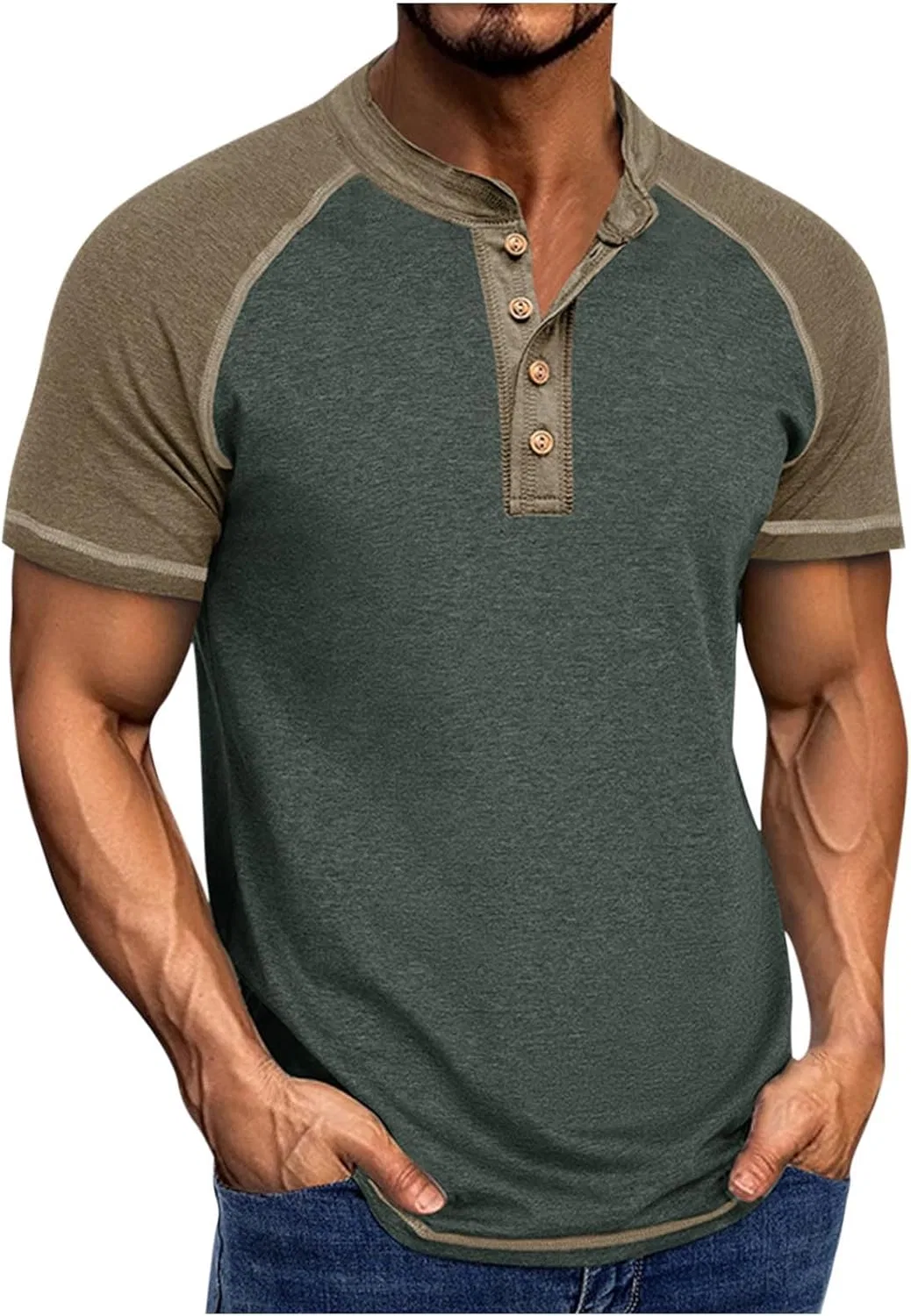 Мужская футболка-поло с коротким рукавом реглан, Army Green