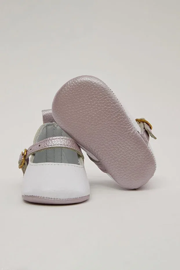 Детские балетки для девочек из натуральной кожи Luna pearlescent genuine leather double color baby ballerinas Beybium, White — фото 2