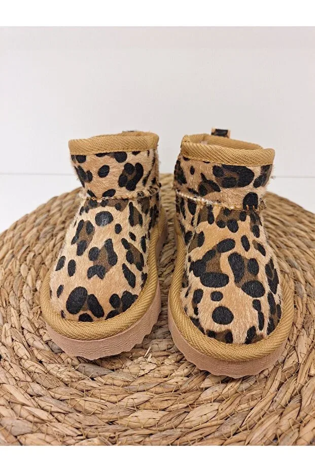 Детские ботинки для девочек с принтом Leopard Maxxi, Brown