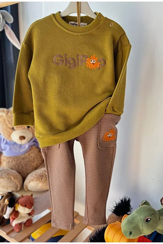 Детские свитшот для девочек хлопковый Embroidered baby / kids sweatshirt Gigipop, Pistachio Green — фото 3