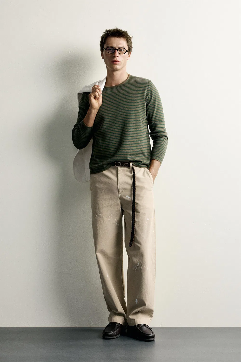 Полосатый джемпер стандартного кроя ZARA, Green stripe