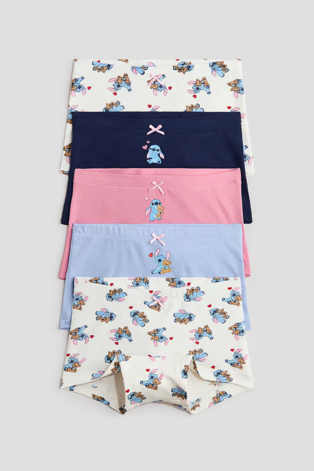 Набор из 5 хлопковых боксеров с принтом H&M, Cremefarben/Lilo & Stitch