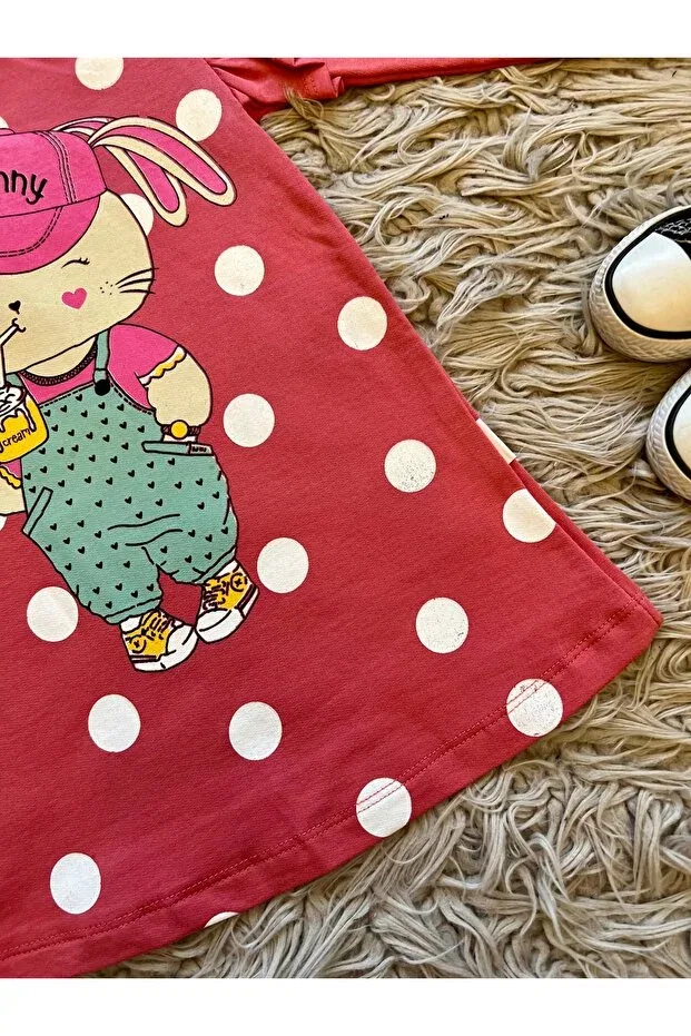 Детское платье для девочек с принтом Polka dot bunny bunny seasonal girl's dress Enes Baby, Rose Dried — фото 3
