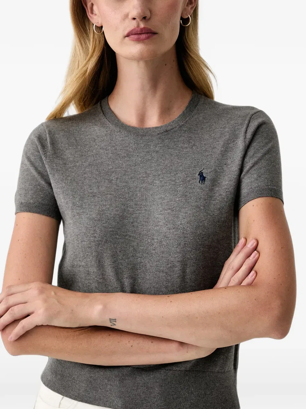 Трикотажная футболка с вышитым логотипом POLO RALPH LAUREN, серый — фото 4