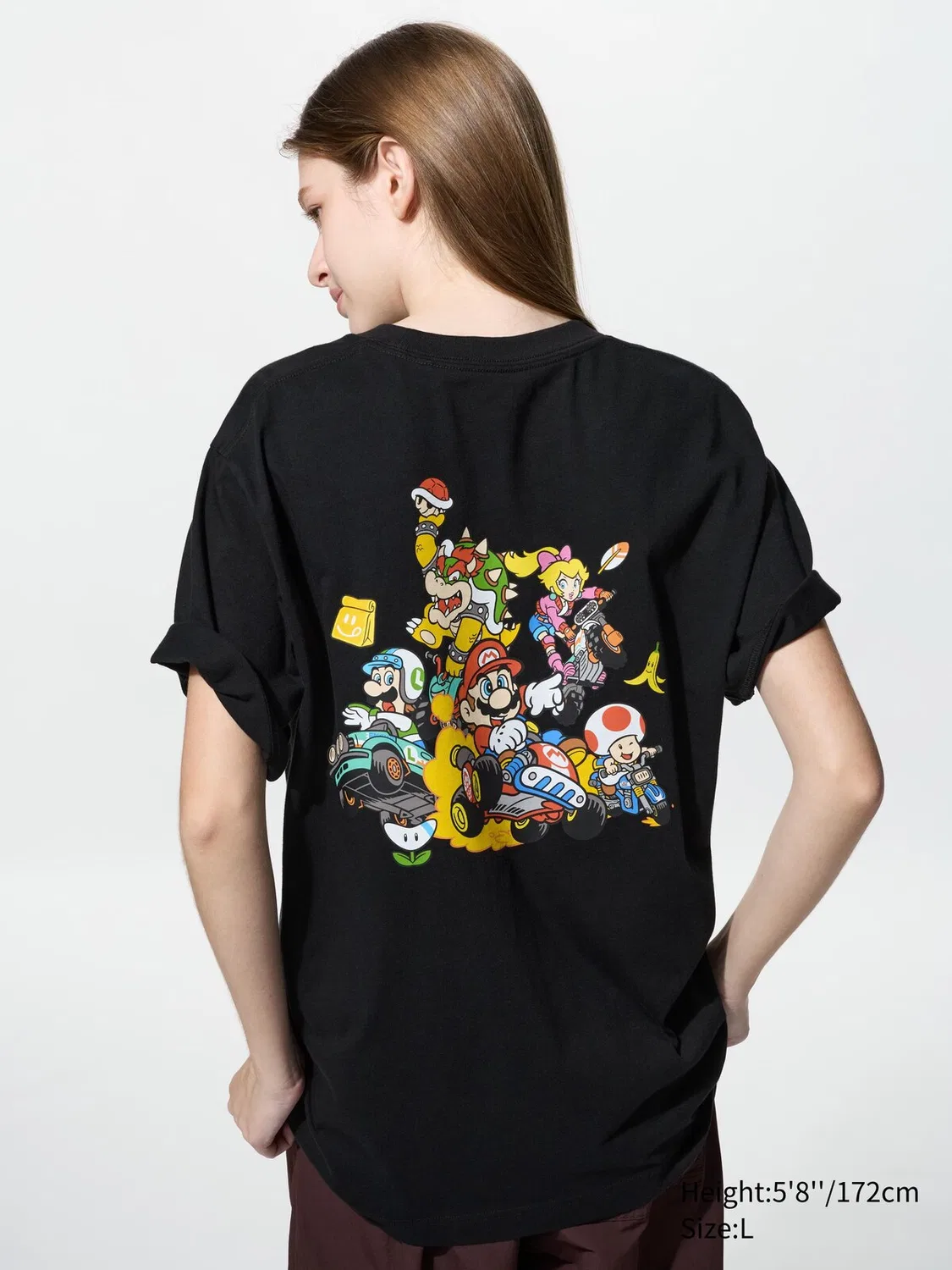 Футболка Uniqlo, с принтом Mario Kart World UT, черная — фото 3